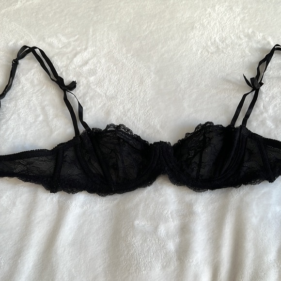 Forever 21 Black Lace Bow Strap Adjustable See through Sexy Bra - Picture 3 of 7